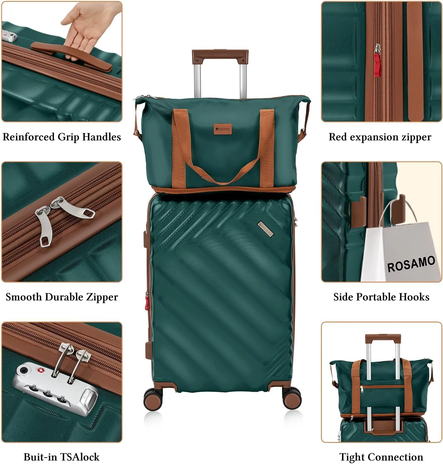 5 piece Luggage Set Expandable Suitcase 22x14x9 Airline Approved Carry on, ABS Hard Case Suitcases with Spinner Wheels, TSA Lock, Durable Waterproof Travel Set