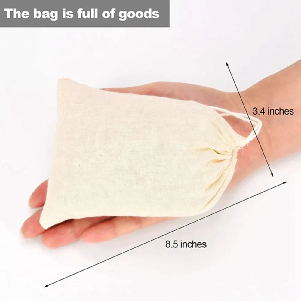 50-Pack Cotton Muslin Drawstring Bags – 4x6 Inches, Multi-Purpose for Tea, Spices & Herbs