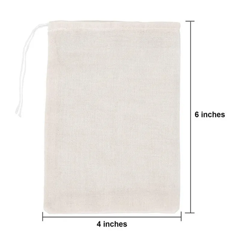 50-Pack Cotton Muslin Drawstring Bags – 4x6 Inches, Multi-Purpose for Tea, Spices & Herbs