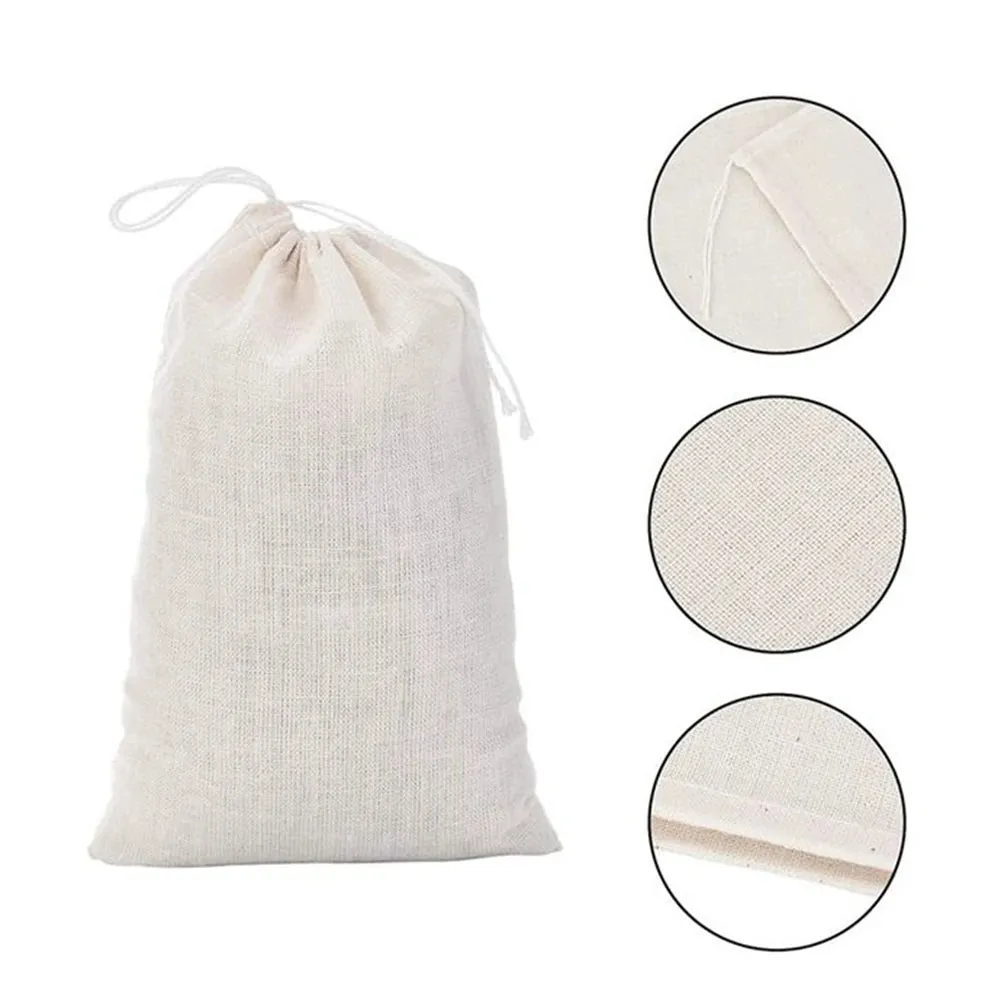 50-Pack Cotton Muslin Drawstring Bags – 4x6 Inches, Multi-Purpose for Tea, Spices & Herbs