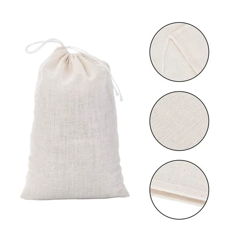 50-Pack Cotton Muslin Drawstring Bags – 4x6 Inches, Multi-Purpose for Tea, Spices & Herbs