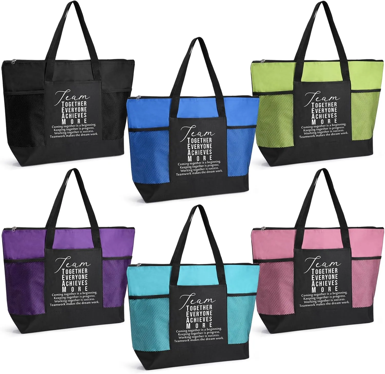 6 Pcs Team Appreciation Tote Bags with Mesh Pocket for Women Social Worker Graduation Thank You Gift for Teacher Nurse
