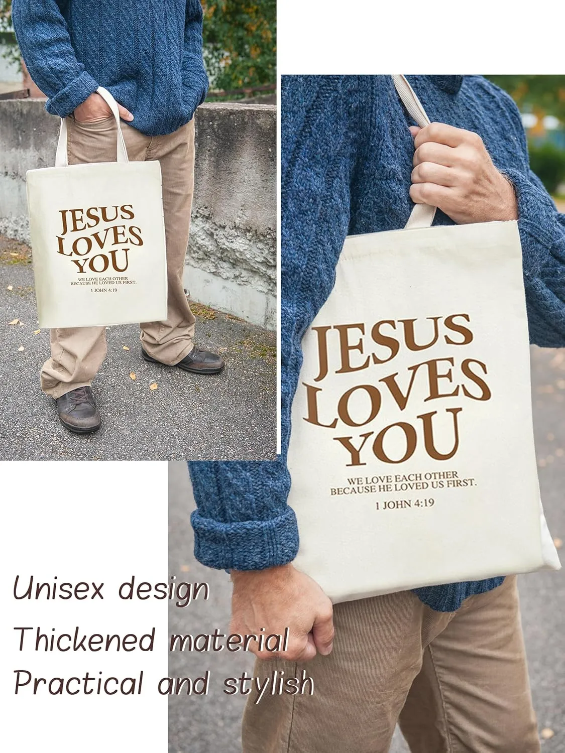 8 Pcs Christian Floral Boho Tote Bags Bulk for Women Bible Canvas Totes Reusable Religious Bible Verse Grocery Bags