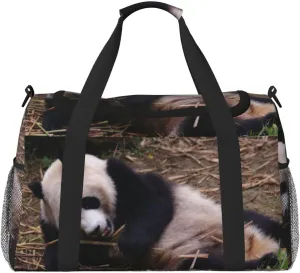 A Panda Lying Idle Travel Duffel Bag Large Foldable Waterproof Overnight Bag For Beach Swim Bags Pool Sports Gym