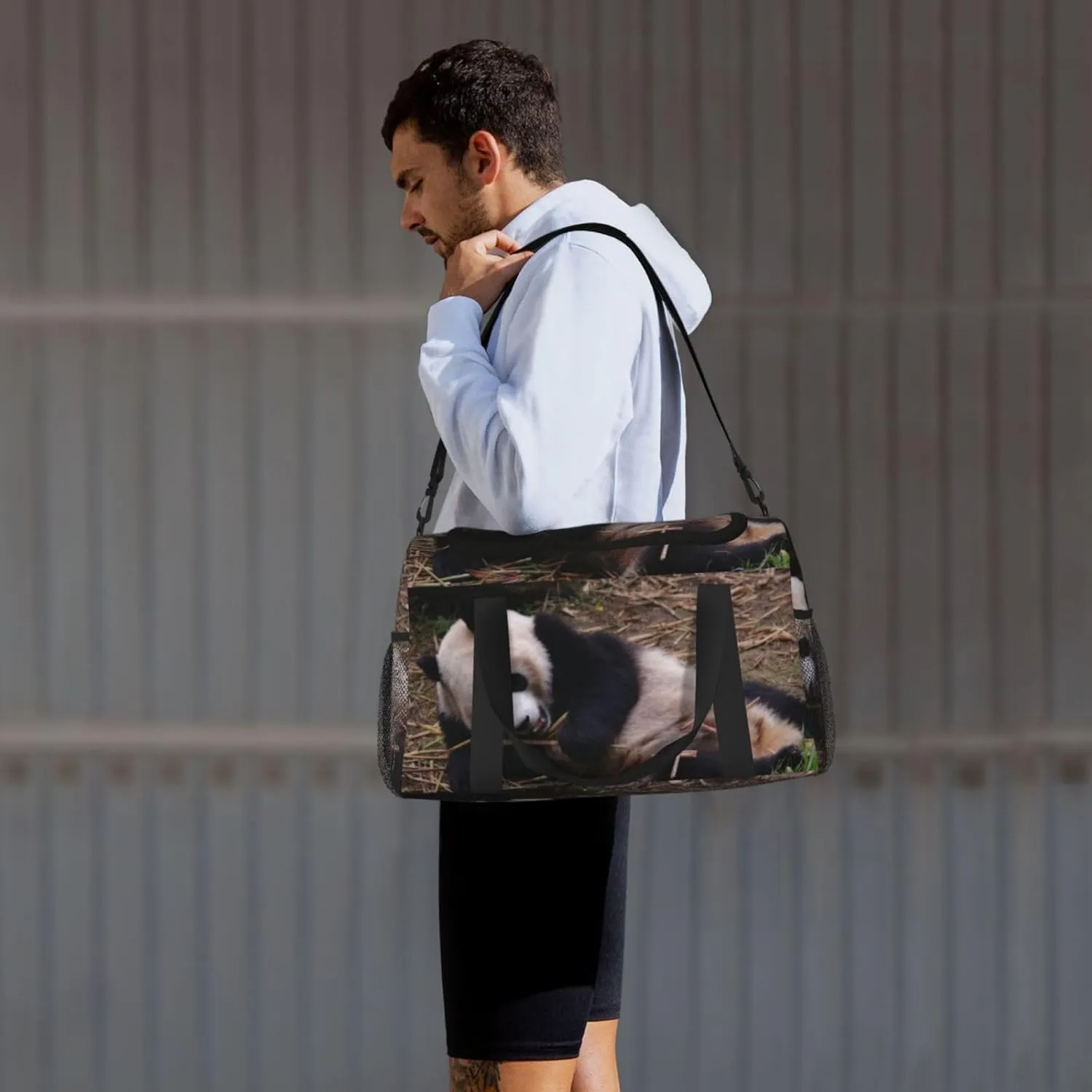 A Panda Lying Idle Travel Duffel Bag Large Foldable Waterproof Overnight Bag For Beach Swim Bags Pool Sports Gym