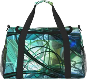 Abstract Art Green Travel Duffel Bag Large Foldable Waterproof Overnight Bag For Beach Swim Bags Pool Sports Gym