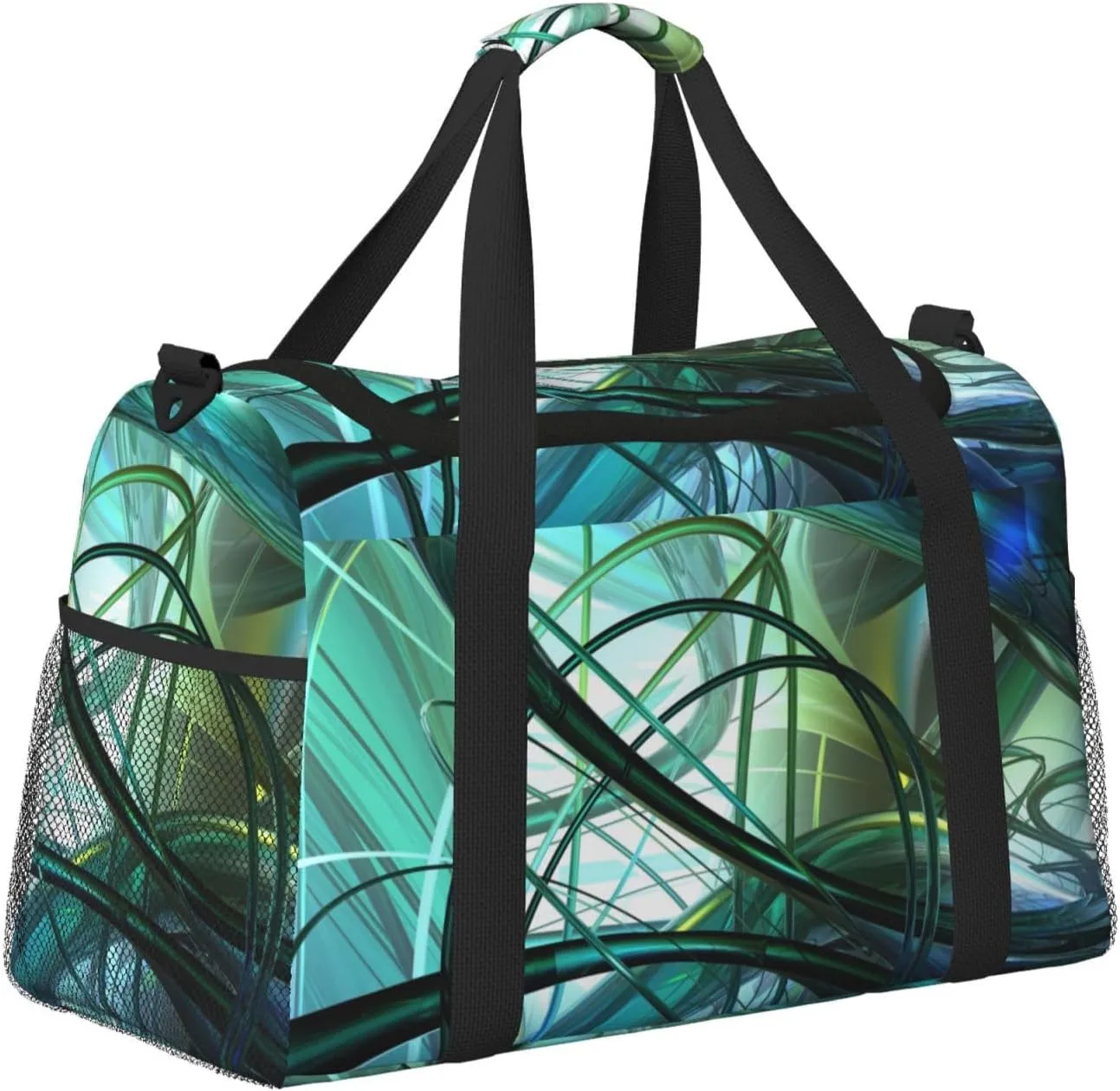 Abstract Art Green Travel Duffel Bag Large Foldable Waterproof Overnight Bag For Beach Swim Bags Pool Sports Gym