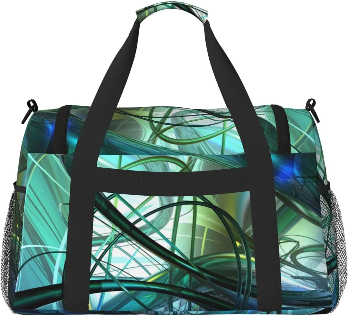 Abstract Art Green Travel Duffel Bag Large Foldable Waterproof Overnight Bag For Beach Swim Bags Pool Sports Gym