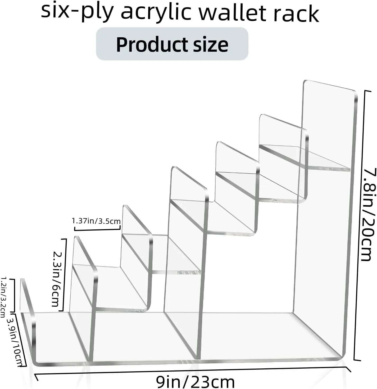 Acrylic Wallet Display Stand Purse Handbag Organizer, Clear Jewelry Riser Display Stand Purse Display Rack, Acrylic Display Shelf for Cosmetic Perfume Jewelry Sunglasses Handbag (6 Tier)