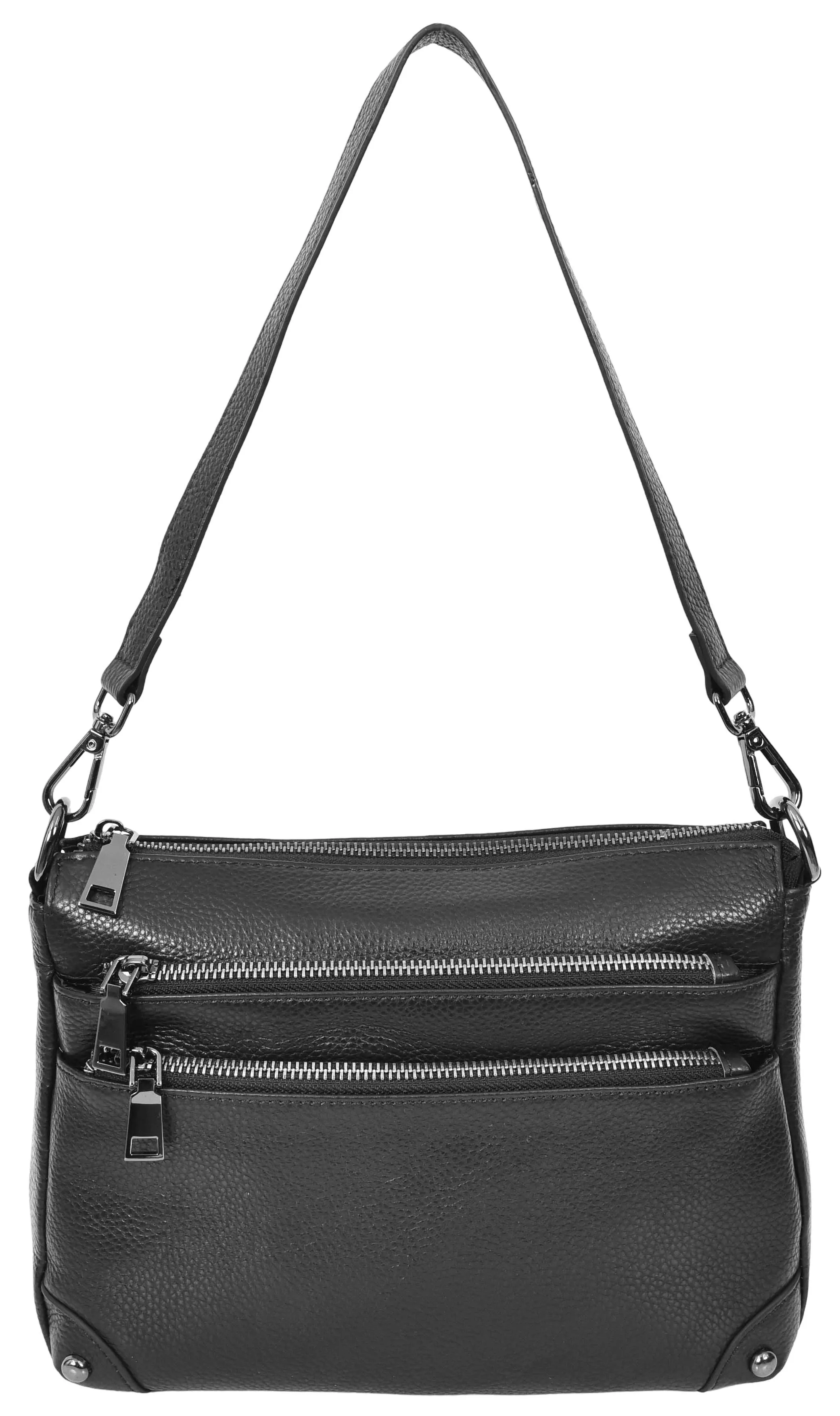 Adalynn Women's Real Leather Cross-Body Organiser Shoulder Bag Black