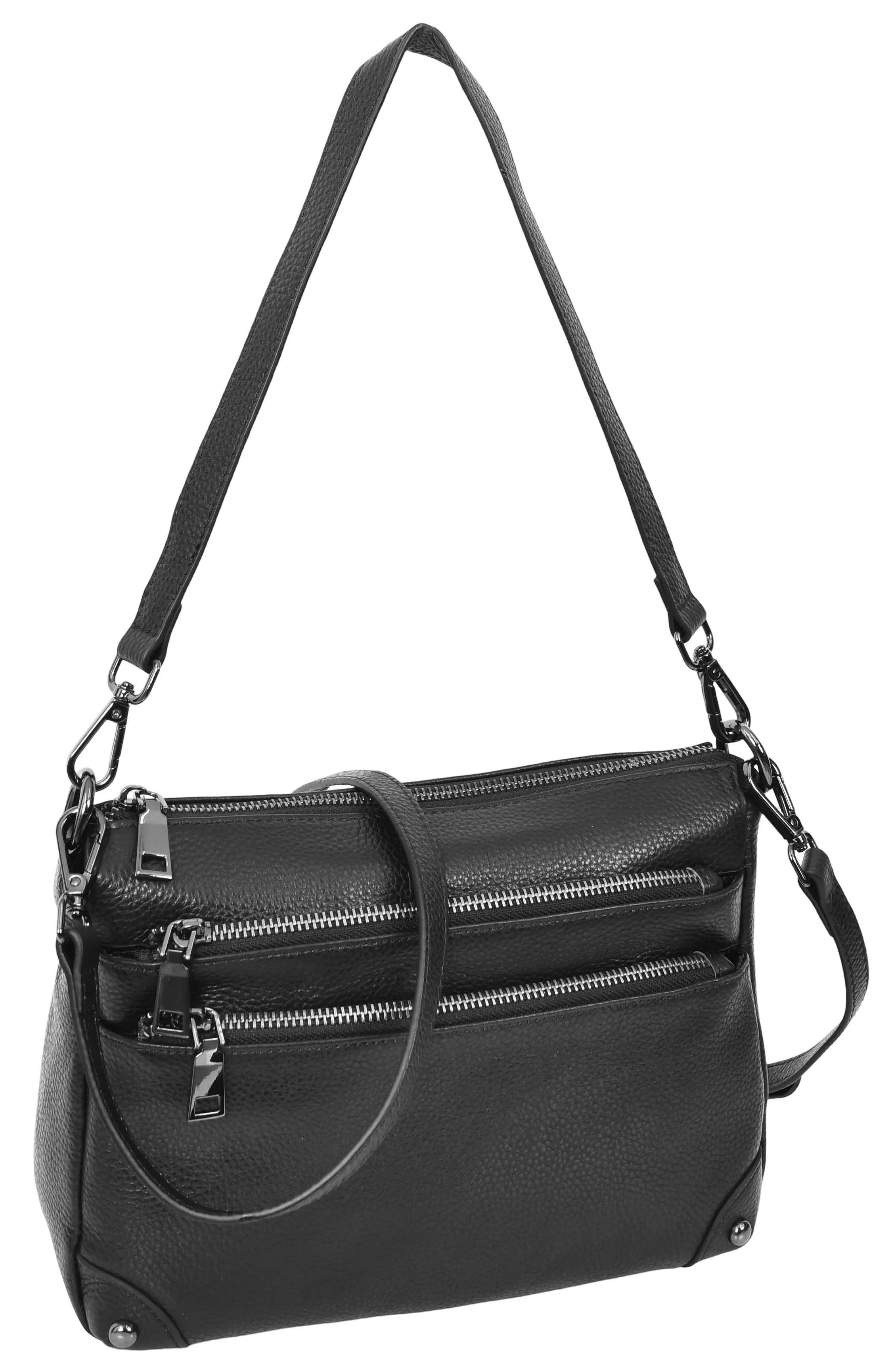 Adalynn Women's Real Leather Cross-Body Organiser Shoulder Bag Black
