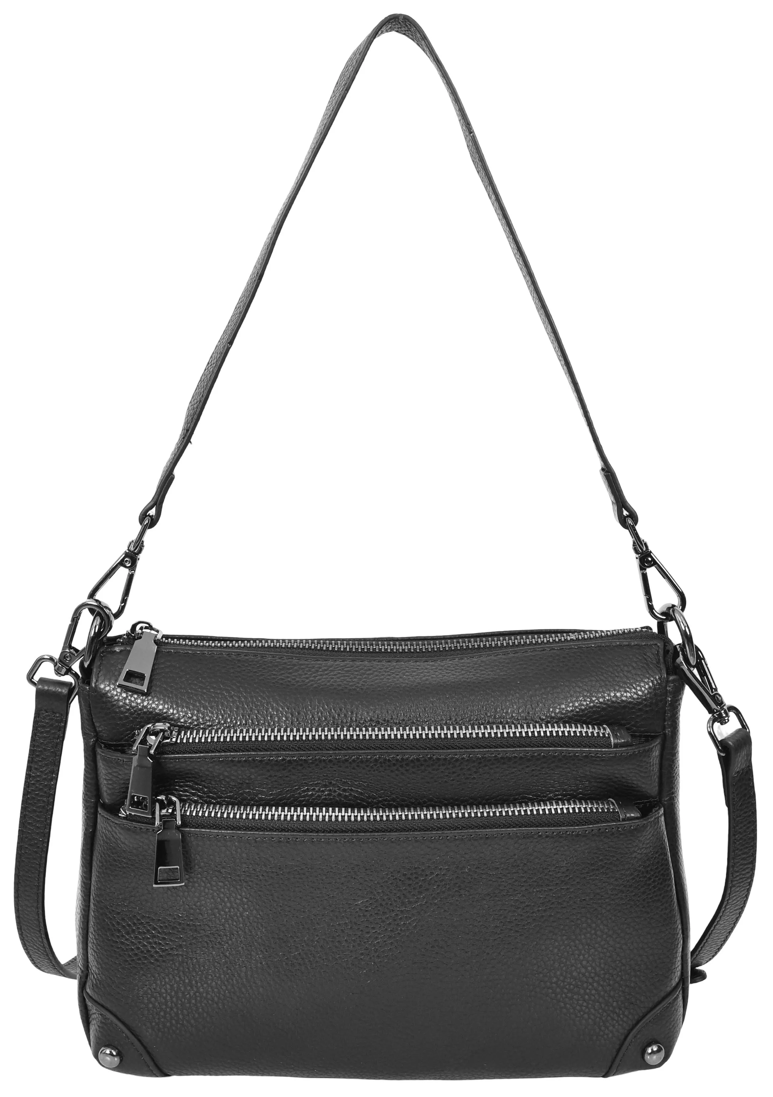 Adalynn Women's Real Leather Cross-Body Organiser Shoulder Bag Black