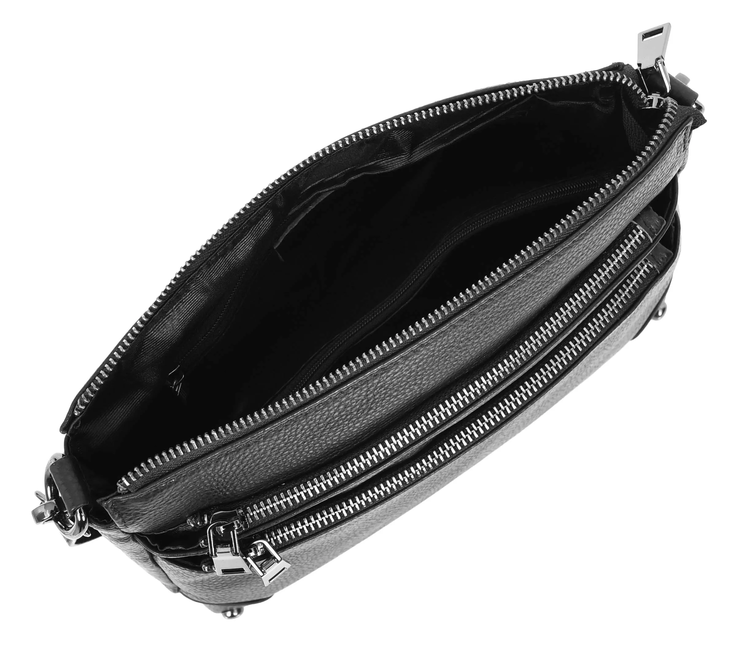 Adalynn Women's Real Leather Cross-Body Organiser Shoulder Bag Black