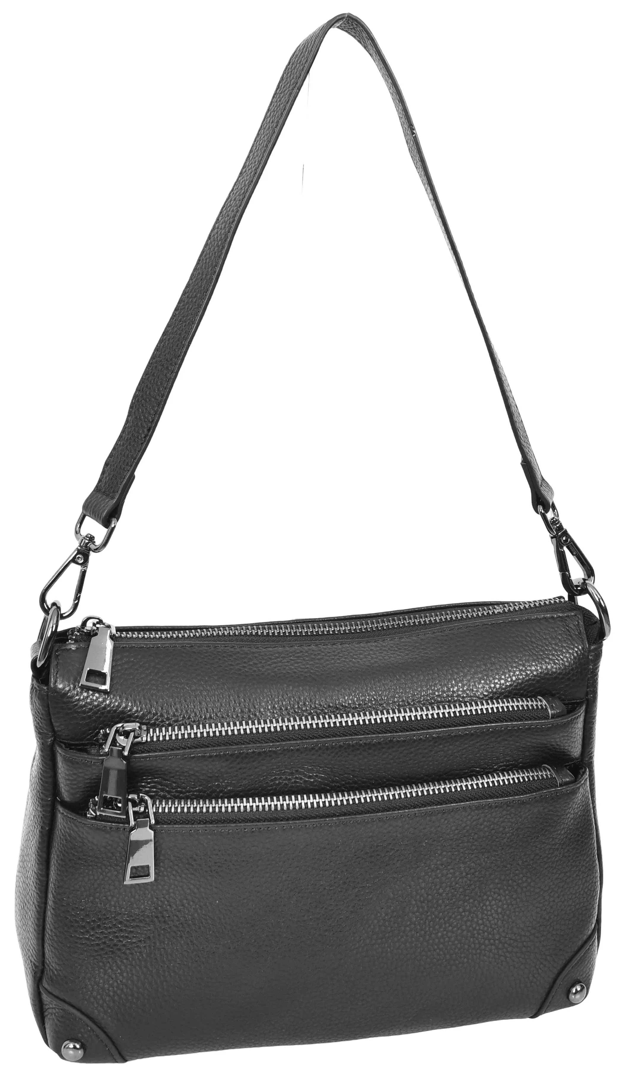 Adalynn Women's Real Leather Cross-Body Organiser Shoulder Bag Black