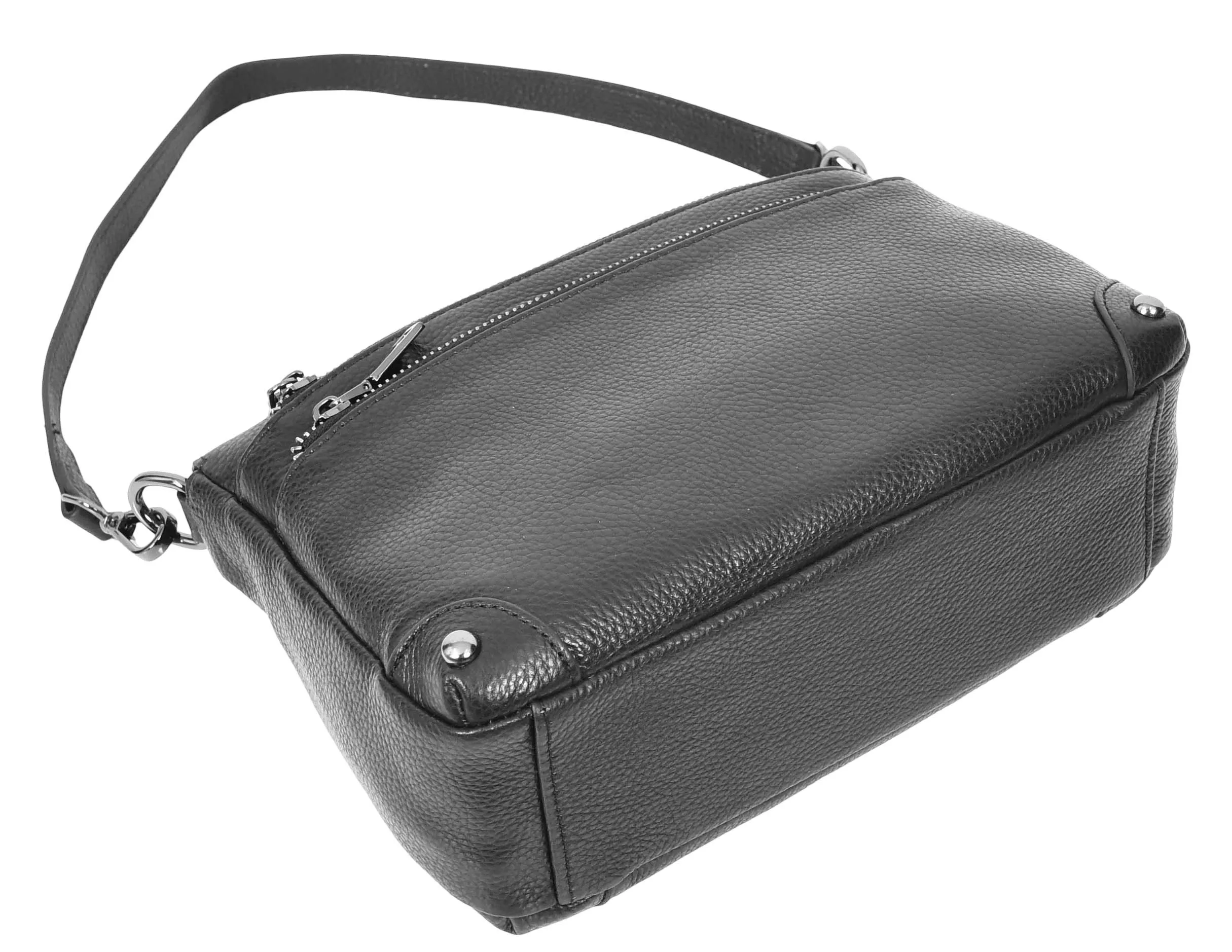 Adalynn Women's Real Leather Cross-Body Organiser Shoulder Bag Black