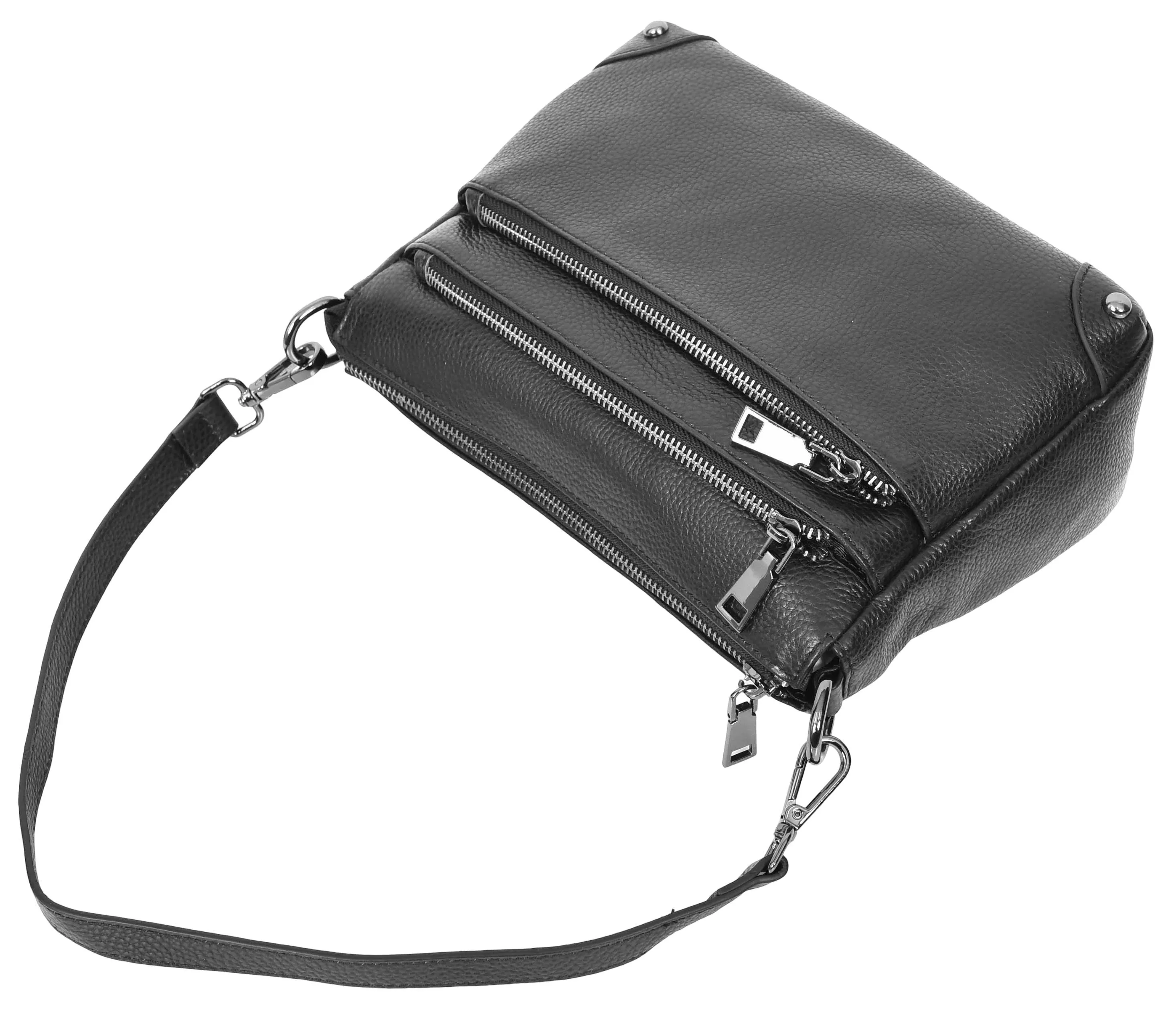 Adalynn Women's Real Leather Cross-Body Organiser Shoulder Bag Black