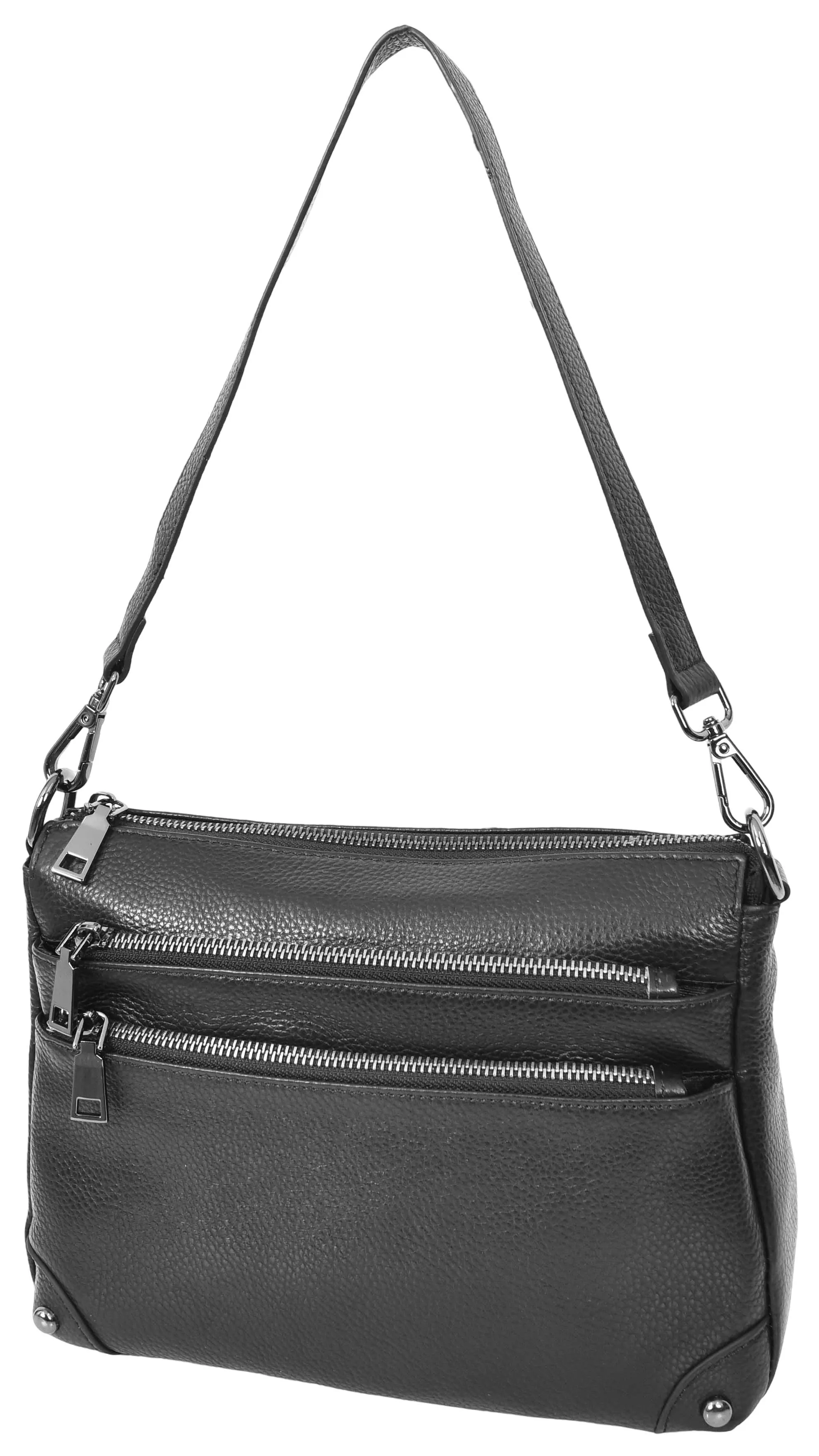 Adalynn Women's Real Leather Cross-Body Organiser Shoulder Bag Black