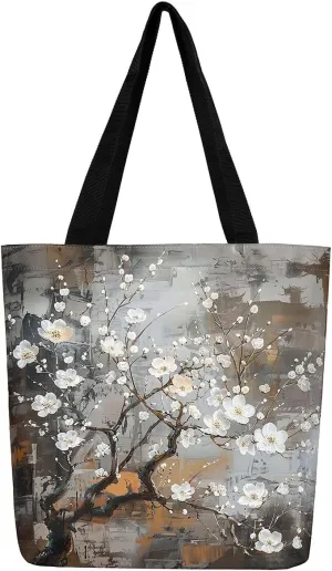 Aesthetic Canvas Tote Bag for Women,Blue Marble Reusable Grocery Handbag,Modern Abstract Shopping Canvas Bags
