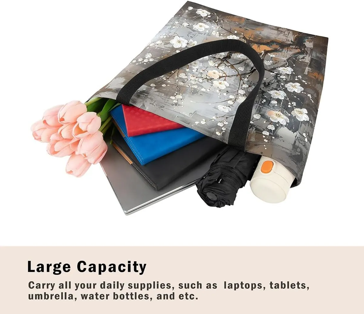 Aesthetic Canvas Tote Bag for Women,Blue Marble Reusable Grocery Handbag,Modern Abstract Shopping Canvas Bags