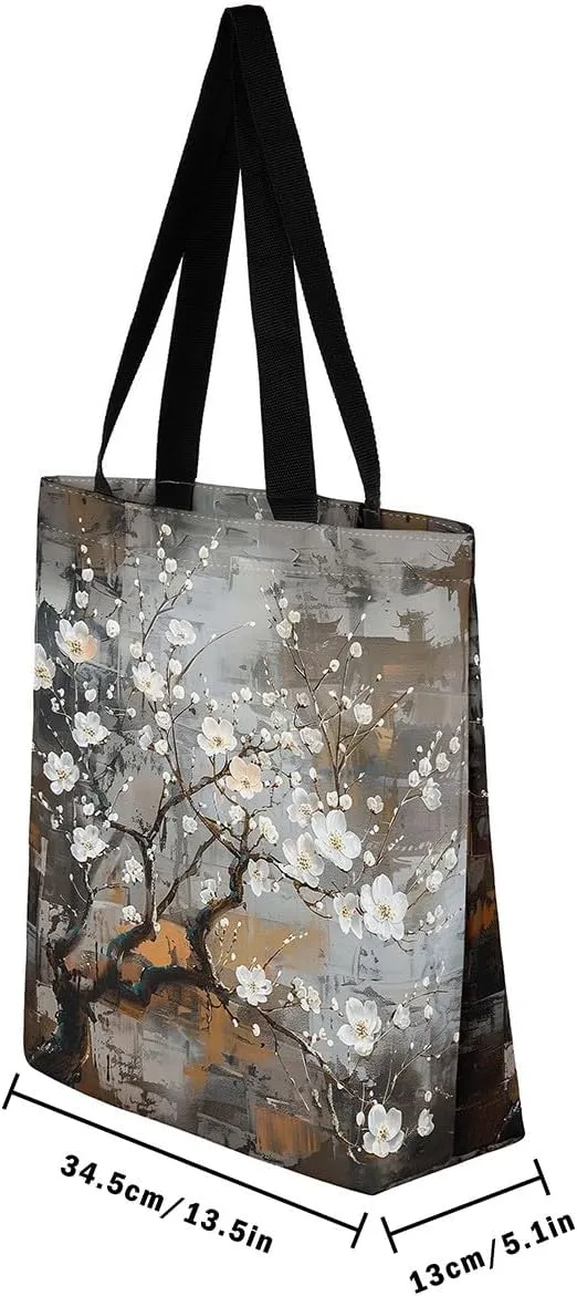 Aesthetic Canvas Tote Bag for Women,Blue Marble Reusable Grocery Handbag,Modern Abstract Shopping Canvas Bags