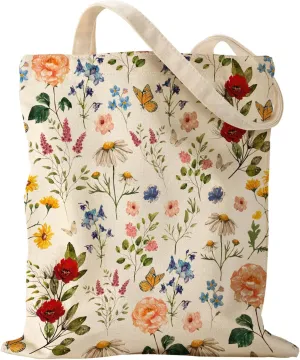 Aesthetic Canvas Tote Bag - Reusable Shoulder Tote Bag for Women Lady Casual Vacation, Shopping, Work, Gym