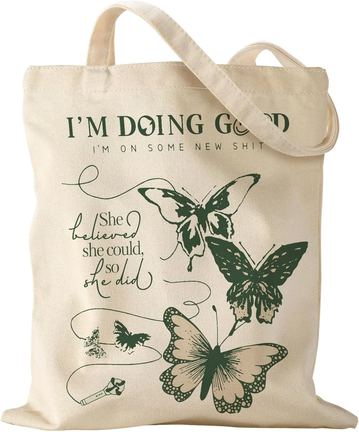Aesthetic Canvas Tote Bag - Reusable Shoulder Tote Bag for Women Lady Casual Vacation, Shopping, Work, Gym