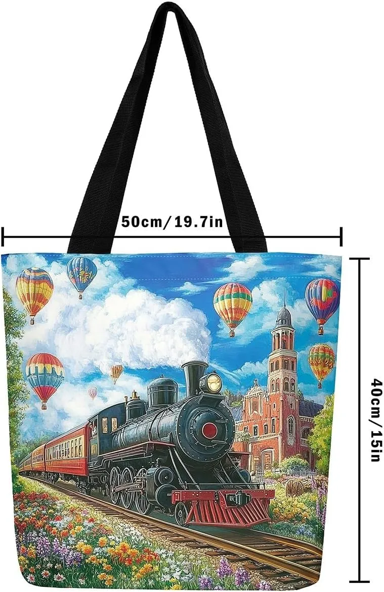Aircraft Tank Canvas Tote Bag,Military Theme for Shopping Gym,Large Capacity Shoulder Handbags