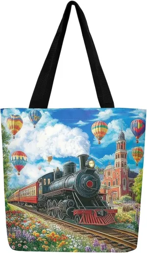Aircraft Tank Canvas Tote Bag,Military Theme for Shopping Gym,Large Capacity Shoulder Handbags