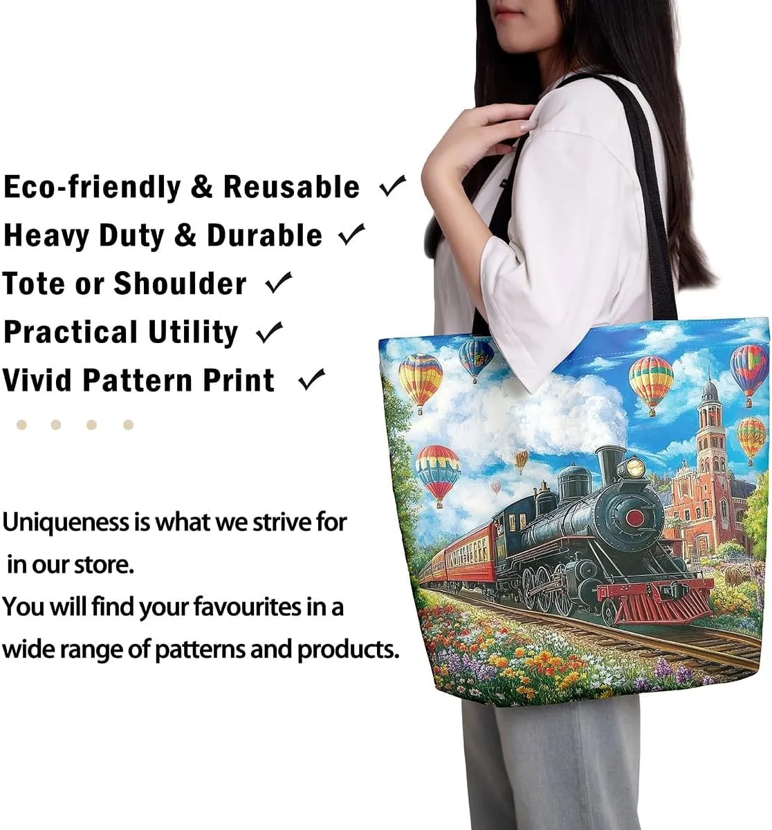 Aircraft Tank Canvas Tote Bag,Military Theme for Shopping Gym,Large Capacity Shoulder Handbags