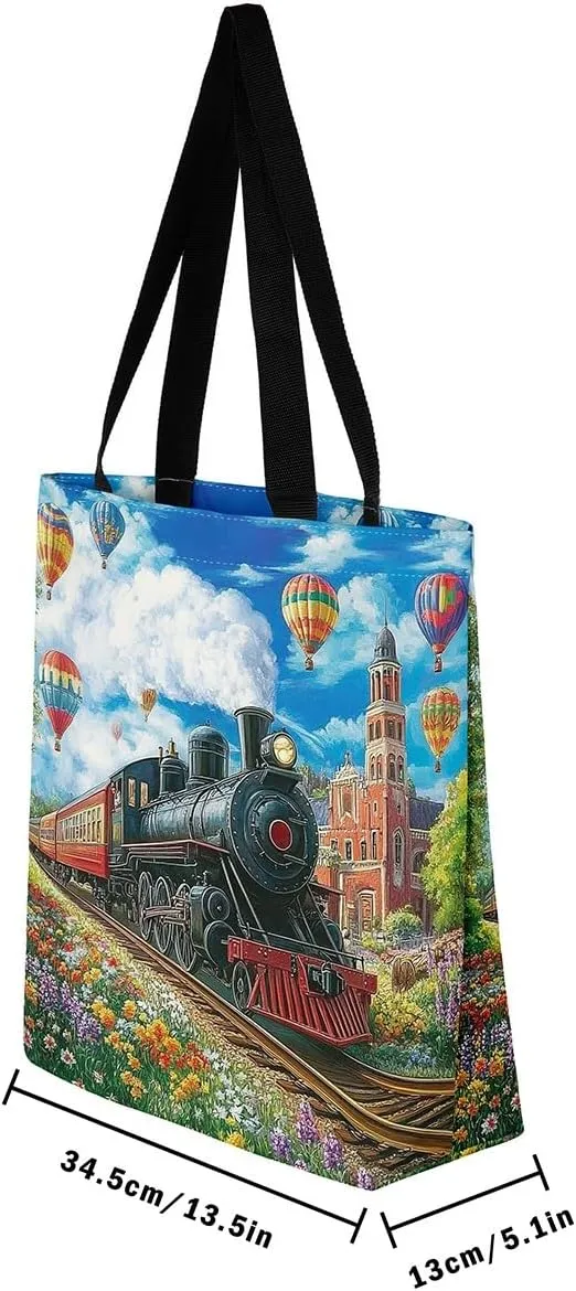 Aircraft Tank Canvas Tote Bag,Military Theme for Shopping Gym,Large Capacity Shoulder Handbags