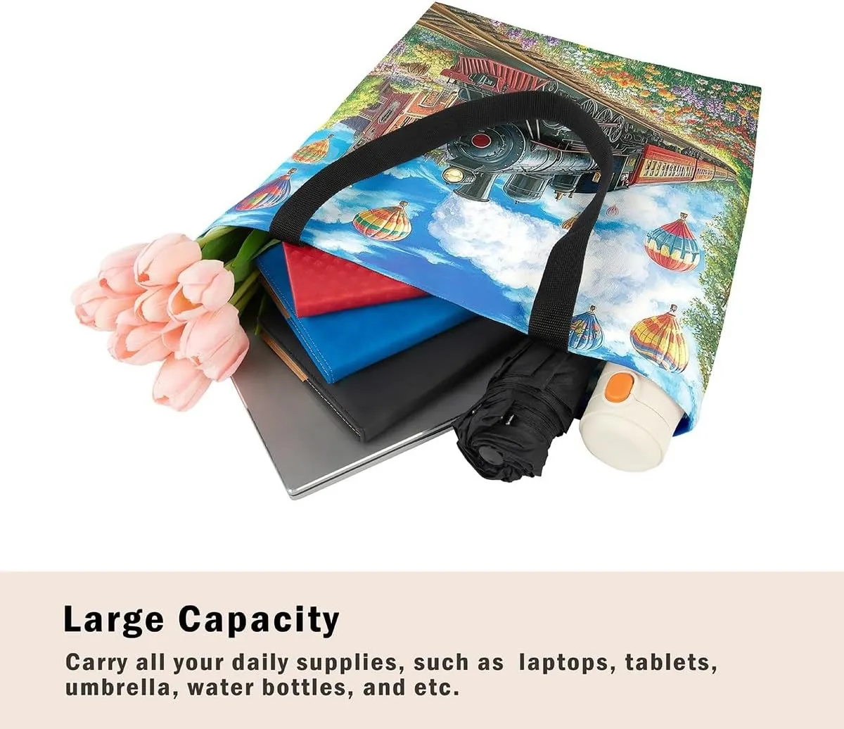 Aircraft Tank Canvas Tote Bag,Military Theme for Shopping Gym,Large Capacity Shoulder Handbags