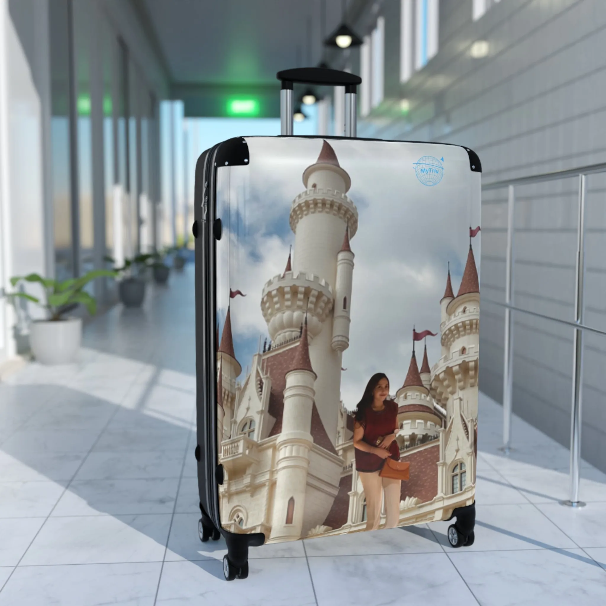 Alda Stylish Travel Suitcase with Castle Design - Perfect for Adventurers