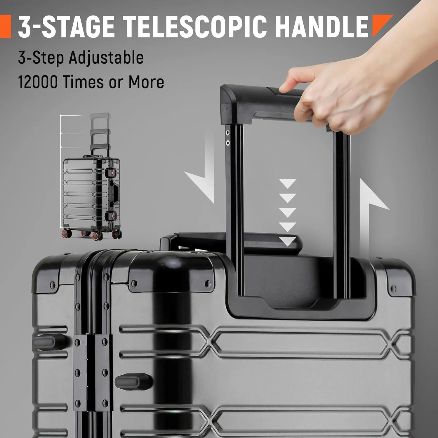 All Aluminum Carry On Luggage 22x14x9 Airline Approved Hard Shell Suitcases with Spinner Wheels Zipperless Luggage 20 inch Carry On Suitcase, Black