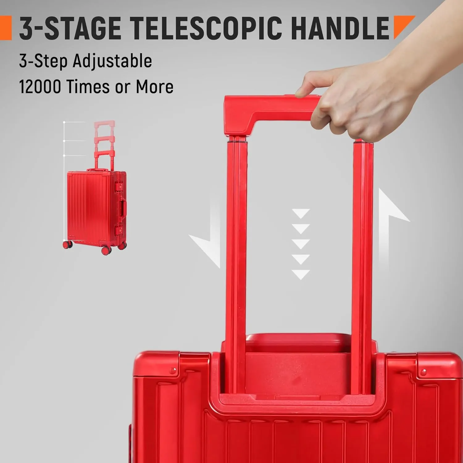 All Aluminum Carry On Luggage 22x14x9 Airline Approved Heavy Duty Hard Shell Suitcases Zipperless Suitcase with TSA Lock, Red, 20 Inch