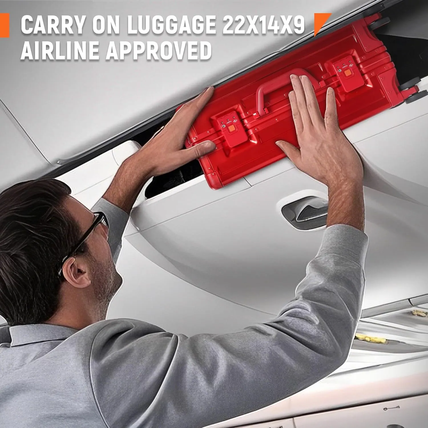 All Aluminum Carry On Luggage 22x14x9 Airline Approved Heavy Duty Hard Shell Suitcases Zipperless Suitcase with TSA Lock, Red, 20 Inch