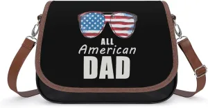 All American Dad Messenger Bag for Women PU Leather Crossbody Bags Shoulder Handbags Purse