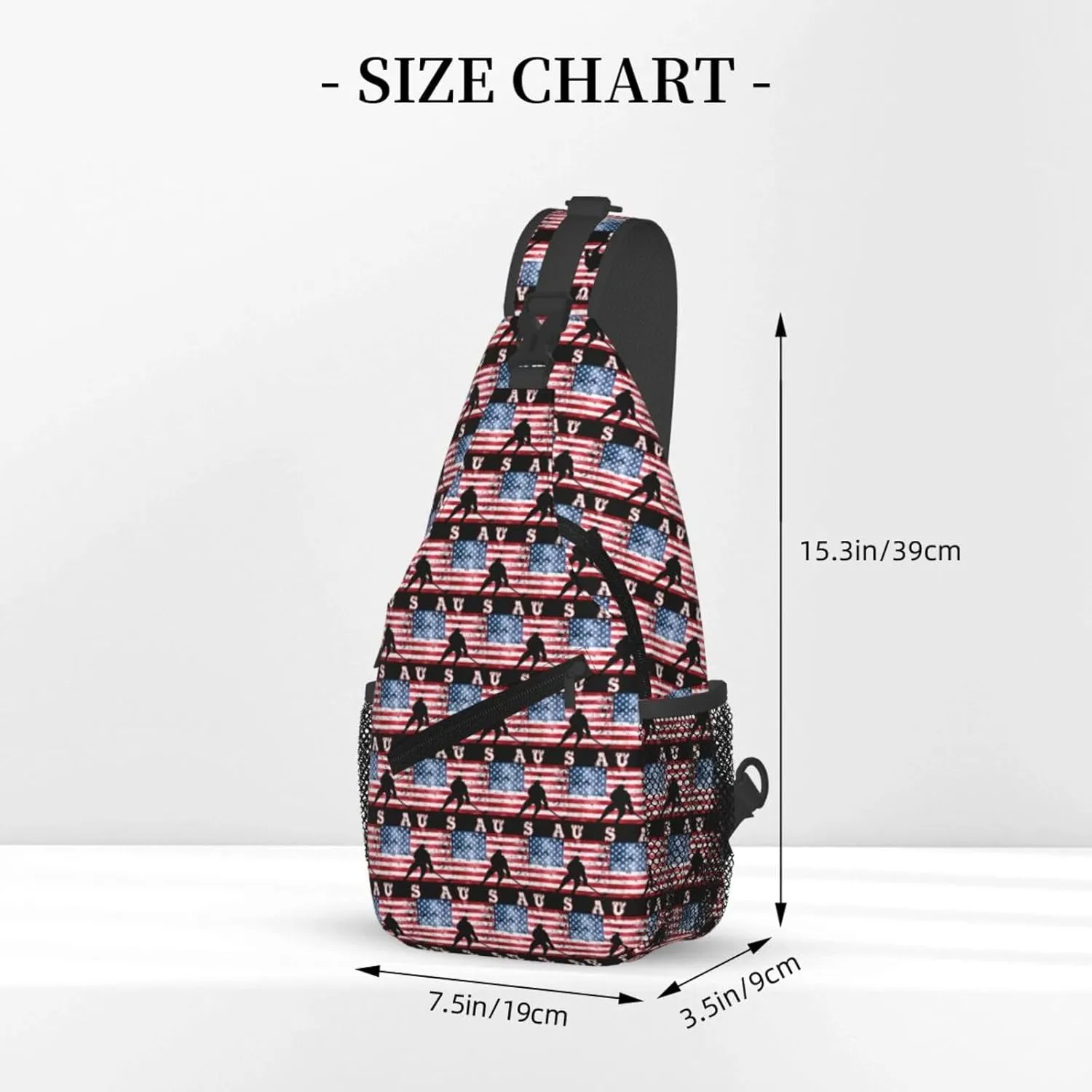 American Flag Swimming Team Sling Bag Adjustable Chest Bags Casual Crossbody Bag Travel Shoulder Backpack