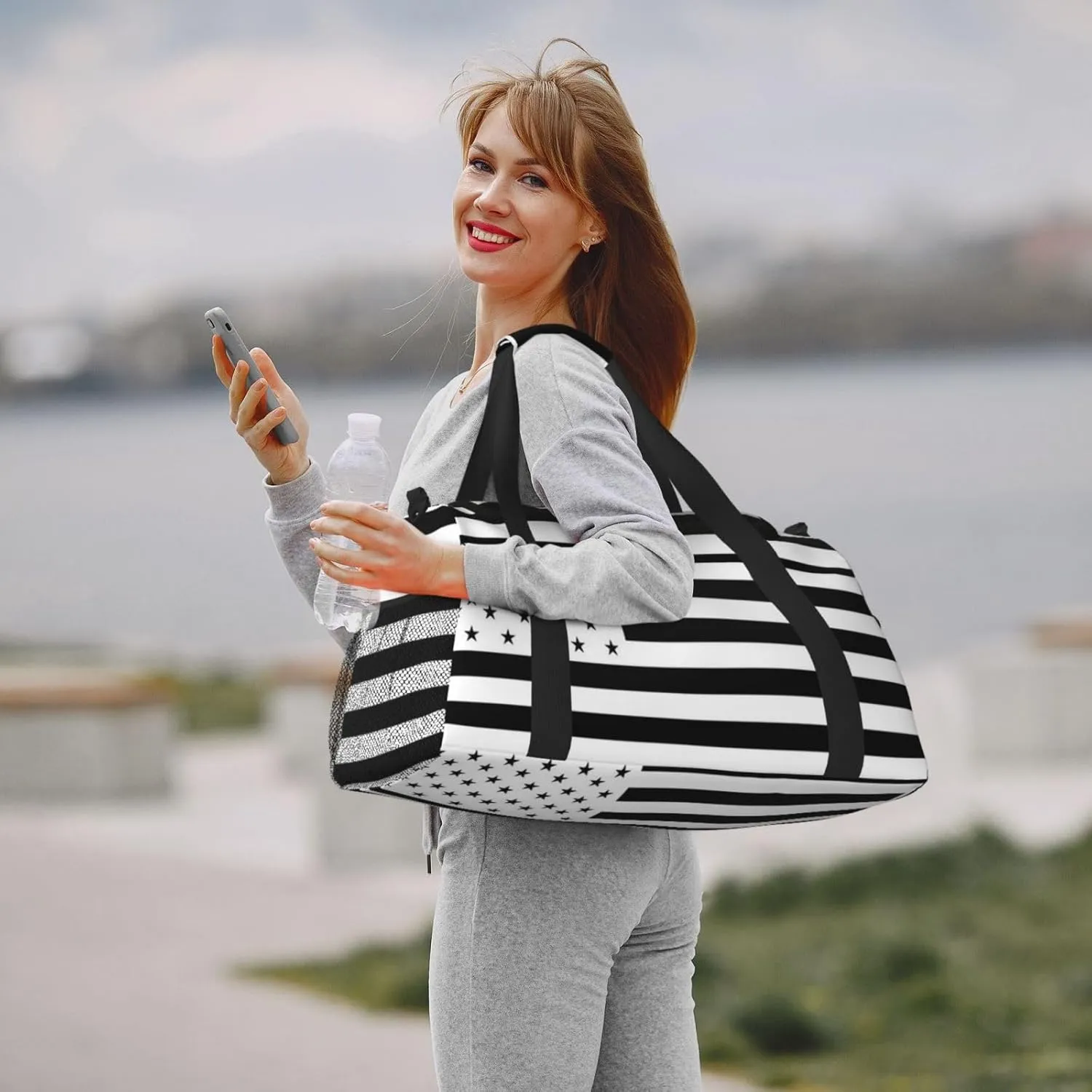 American Flag Travel Duffel Bag Large Foldable Waterproof Overnight Bag For Beach Swim Bags Pool Sports Gym