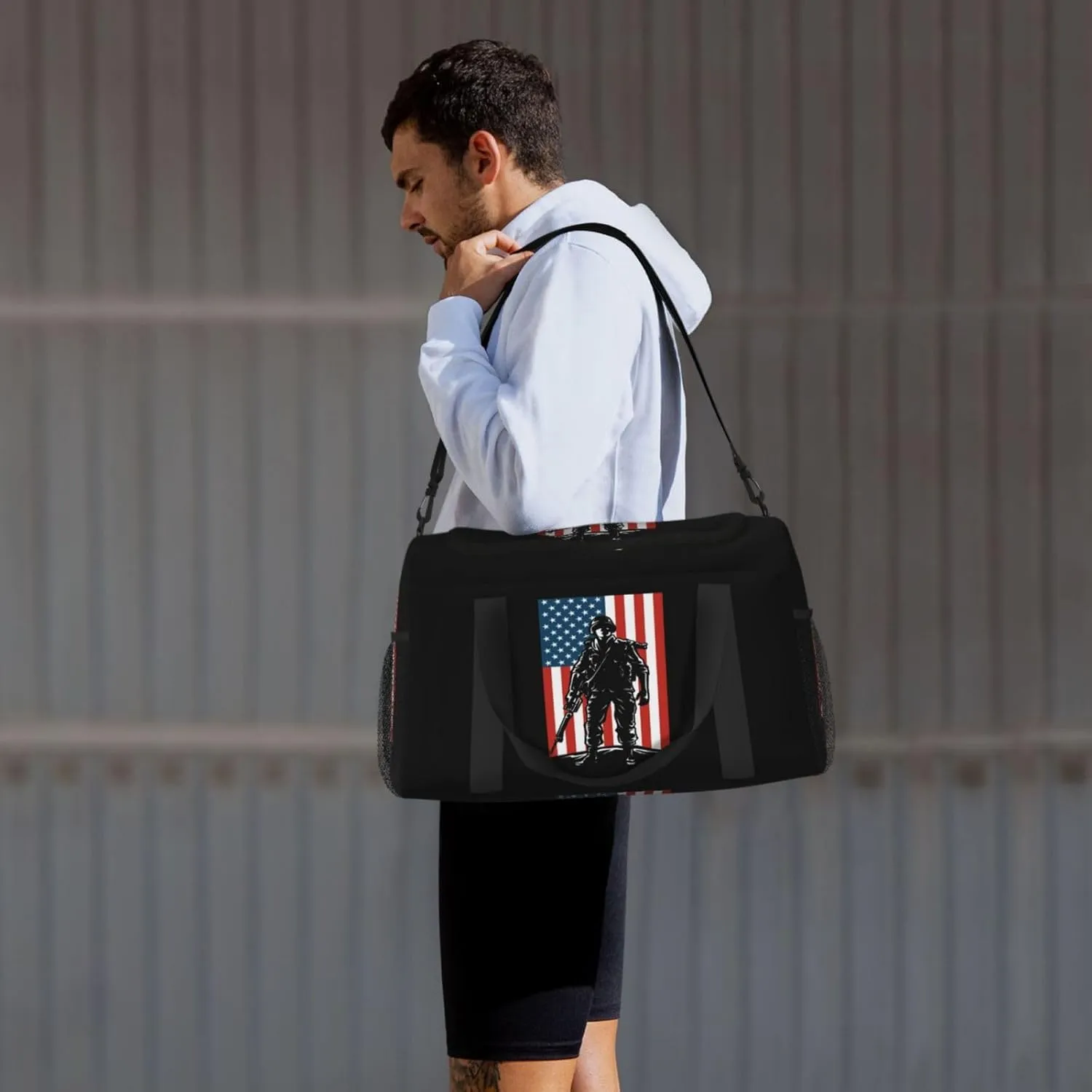 American Flag Travel Duffel Bag Large Foldable Waterproof Overnight Bag For Beach Swim Bags Pool Sports Gym
