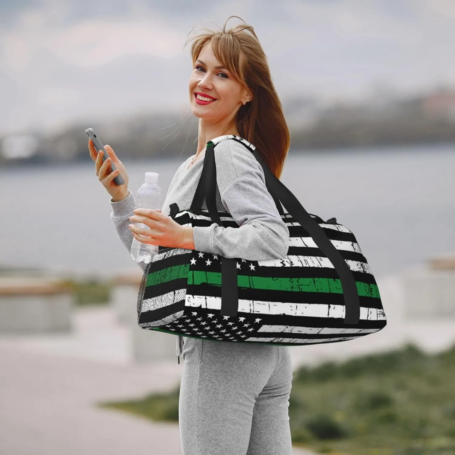 American Flag Travel Duffel Bag Large Foldable Waterproof Overnight Bag For Beach Swim Bags Pool Sports Gym