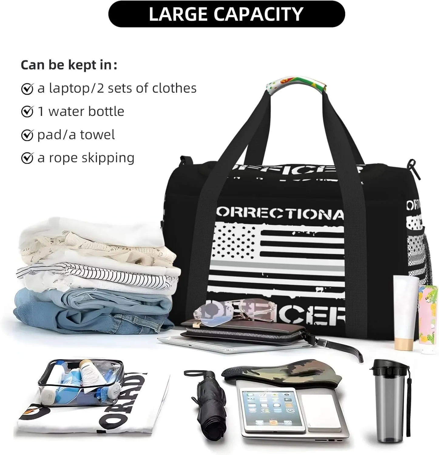 American Flag Travel Duffel Bag Large Foldable Waterproof Overnight Bag For Beach Swim Bags Pool Sports Gym