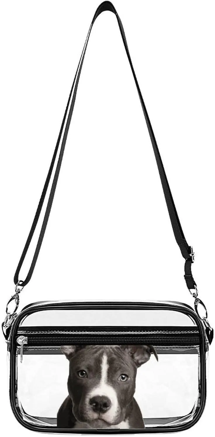 American Pit Bull Clear Purse Messenger Bag Crossbody Bags with Adjustable Shoulder Strap Front Pocket