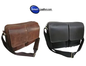 Amerileather Dual Flap Leather Messenger Briefcase