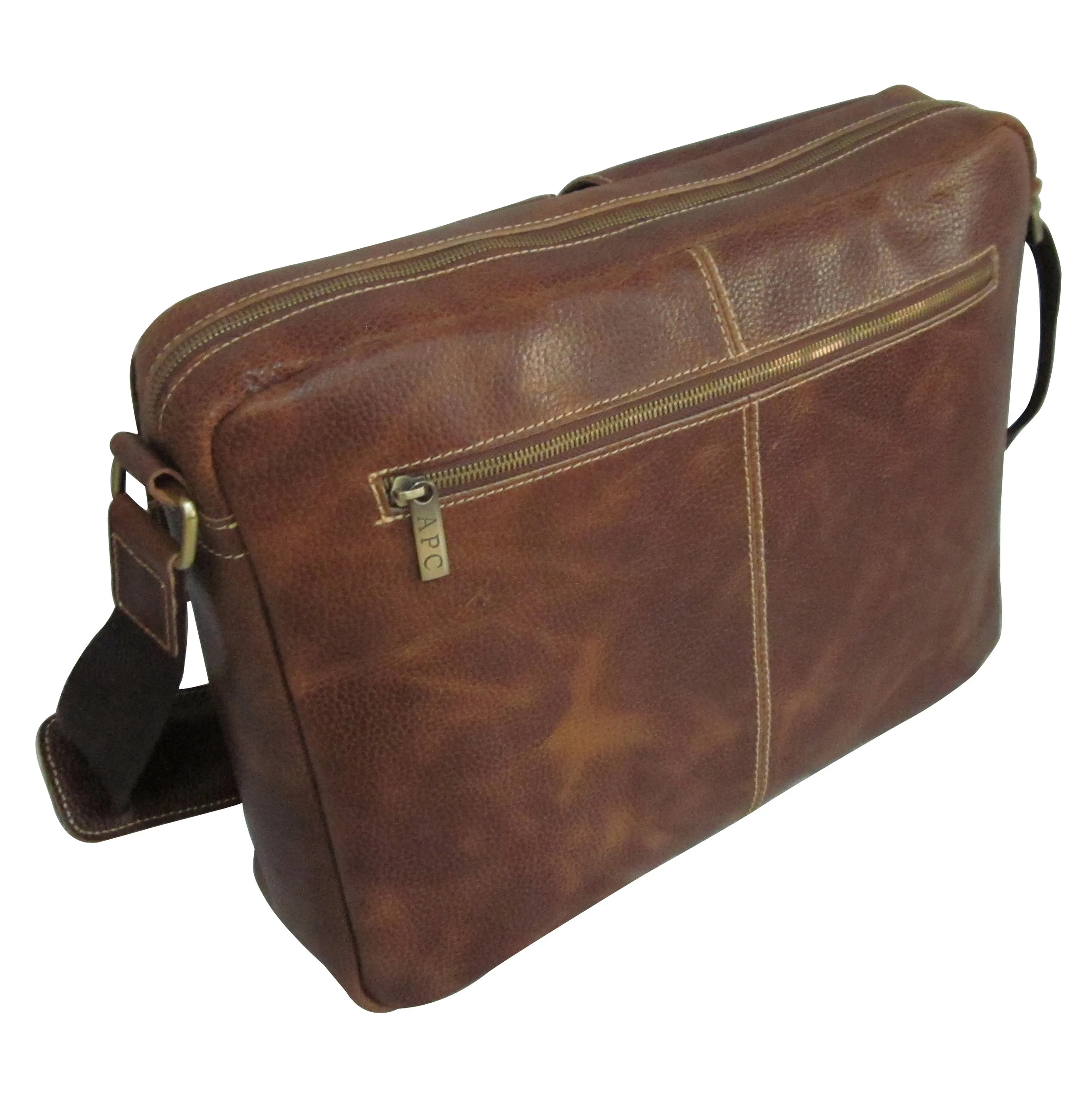 Amerileather Dual Flap Leather Messenger Briefcase