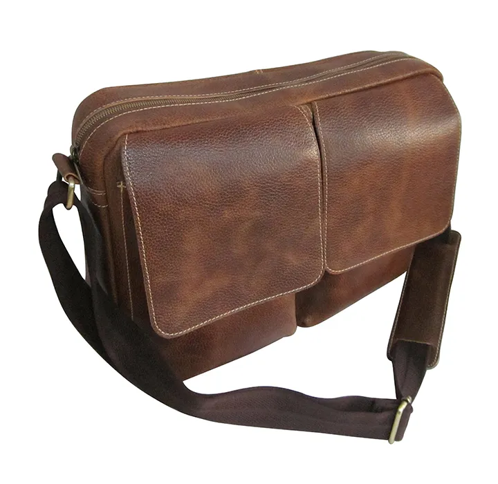 Amerileather Dual Flap Leather Messenger Briefcase
