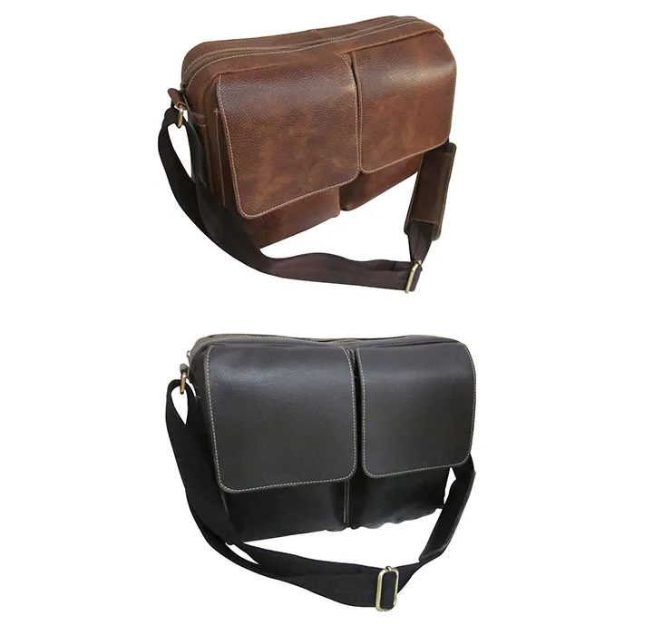 Amerileather Dual Flap Leather Messenger Briefcase