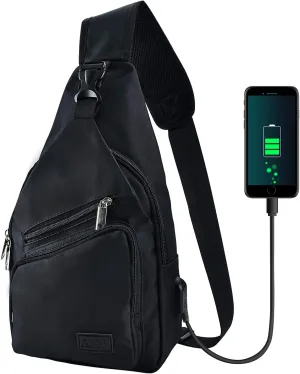 AMJ Crossbody Sling Bag Men Women, Casual Shoulder Backpack, Chest Daypack Satchel for Hiking Travel