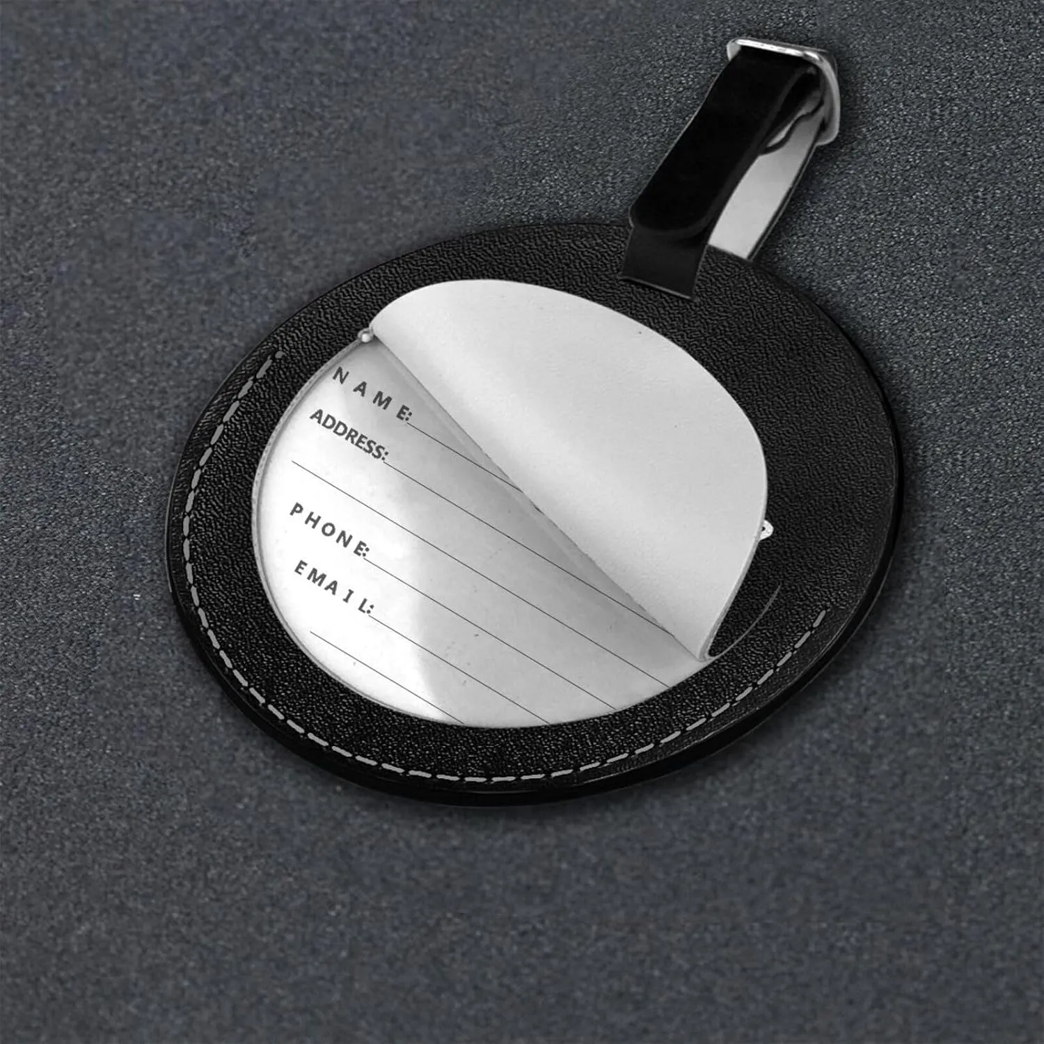 Anger Fish Skeletons Round Leather Luggage tag 3.7in, Suitable for Travel Bags, Backpacks, etc