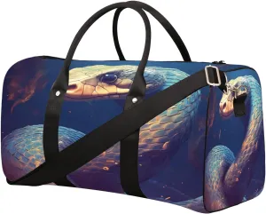 Animal Snake Cool Travel Duffel Bag for Women Men Small Sport Gym Bag Waterproof Weekender Overnight Lightweight Carry on Foldable Gym Bag for Training Swim Yoga Traveling Handbag