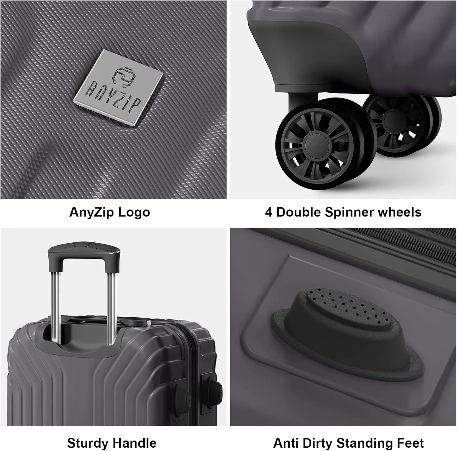 AnyZip Expandable Luggage, 28 Inch Large Hard Shell Checked Suitcase, Rolling Lightweight Travel Suitcases with Wheels TSA Lock (Grey)